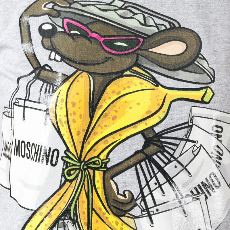 Moschino 莫斯奇诺 女士灰色圆领纯棉短袖T恤 A0701-9140-1485 商品