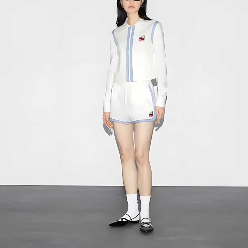 商品[国内直发] Gucci|古驰 FW24 Logo樱桃刺绣拉链长袖针织衫 女款 白色,价格¥5328,第3张图片详细描述