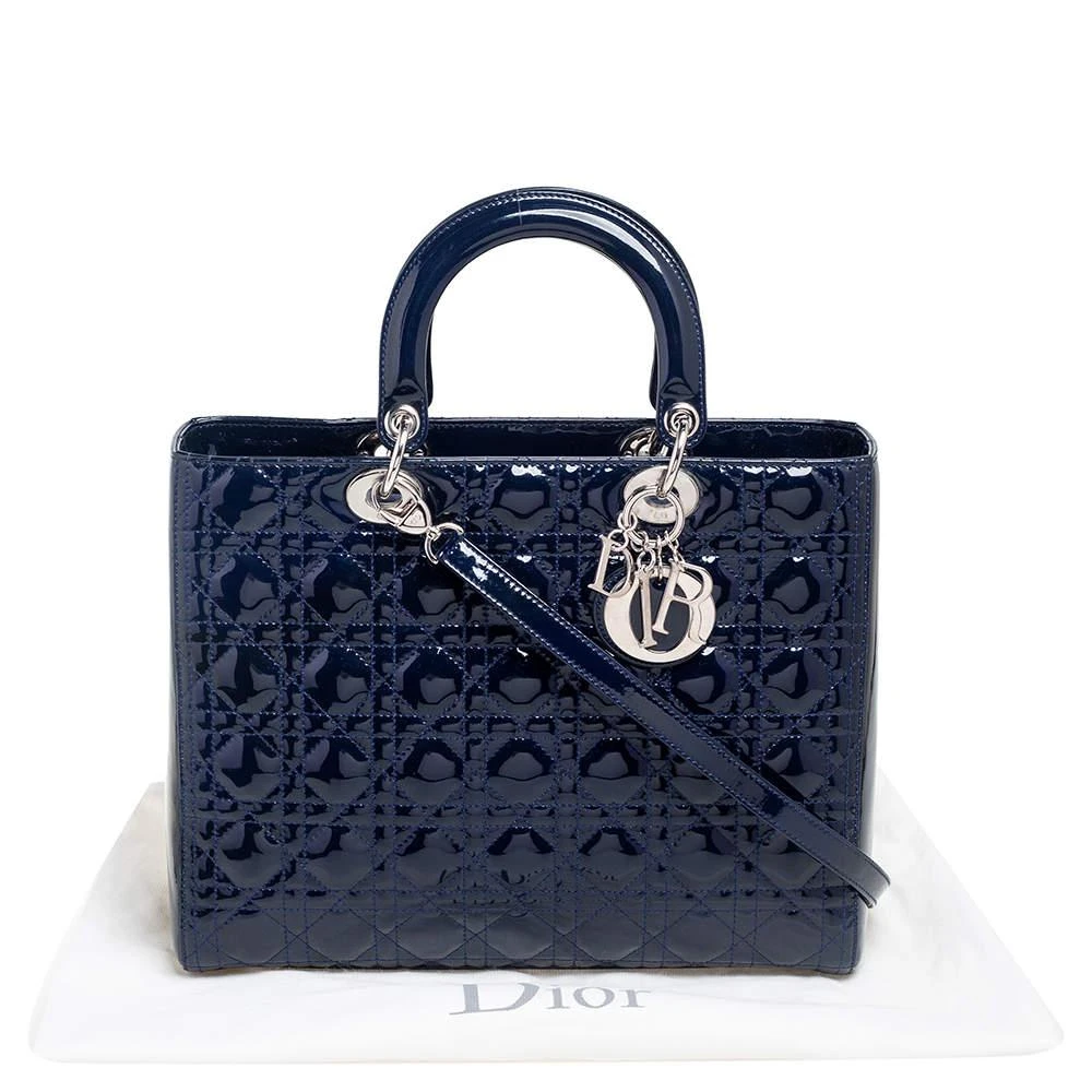 Dior Navy Blue Cannage Patent Leather Large Lady Dior Tote 商品