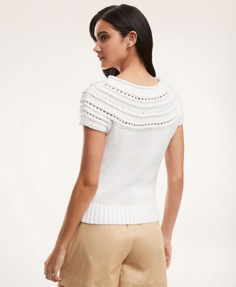 Cotton Linen Pointelle Roll Neck Sweater商品第4张图片规格展示