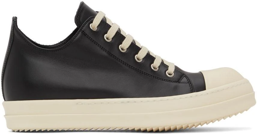 商品Rick Owens|Black Calfskin Low Sneakers,价格¥4763,第1张图片