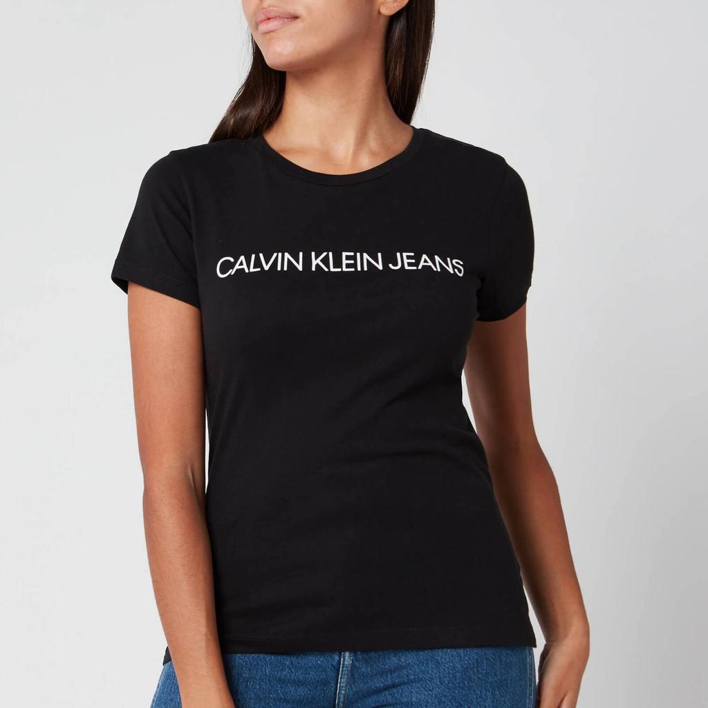 Calvin Klein Jeans Women's Institutional Logo Slim Fit T-Shirt - CK Black商品第1张图片规格展示