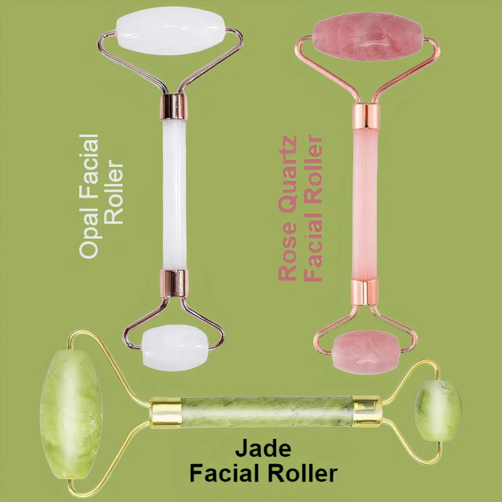 3 Pack of Rose Quartz Facial Roller, Jade Beauty Roller and Opal Anti-Aging Roller 商品