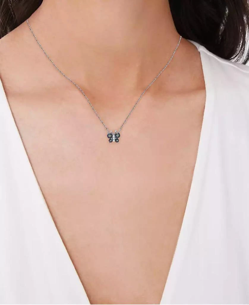 商品Macy's|Rainbow Quartz (3/8 ct. t.w.) & Lab-Grown White Sapphire (1/20 ct. t.w.) Butterfly 18" Pendant Necklace in Sterling Silver,价格¥147,第2张图片详细描述