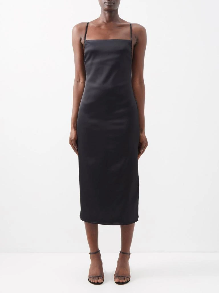 商品FRAME|Beaded satin slip dress,价格¥1643,第1张图片