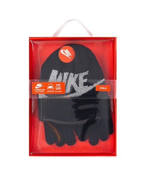 商品NIKE|Little Kid's Logo Futura Beanie & Gloves Set,价格¥213,第5张图片详细描述