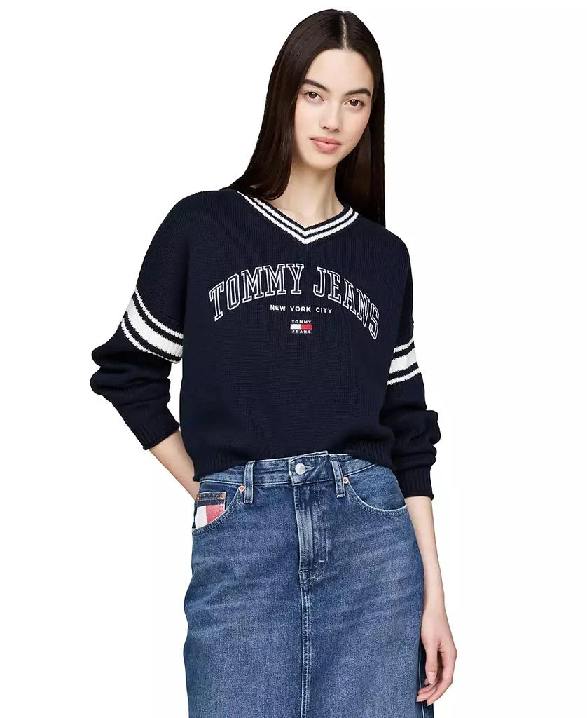 商品Tommy Jeans|Women's Cotton Cropped Varsity Sweater,价格¥302,第1张图片