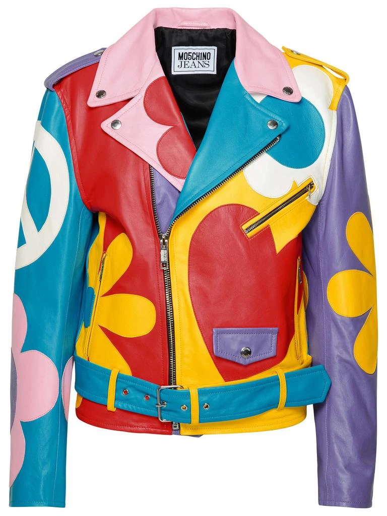 商品M05CH1N0 Jeans|Multicolor Sheepskin Biker Jacket,价格¥7008,第1张图片