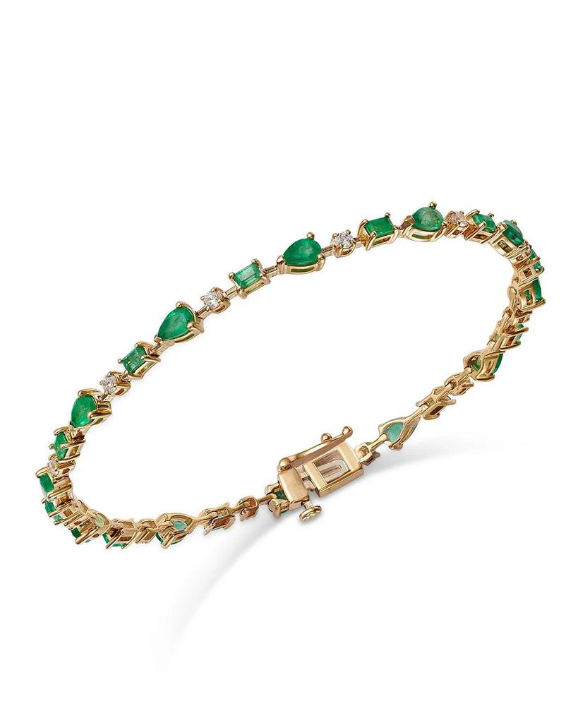 商品Bloomingdale's|Emerald & Diamond Link Bracelet in 14K Yellow Gold,价格¥42351,第1张图片