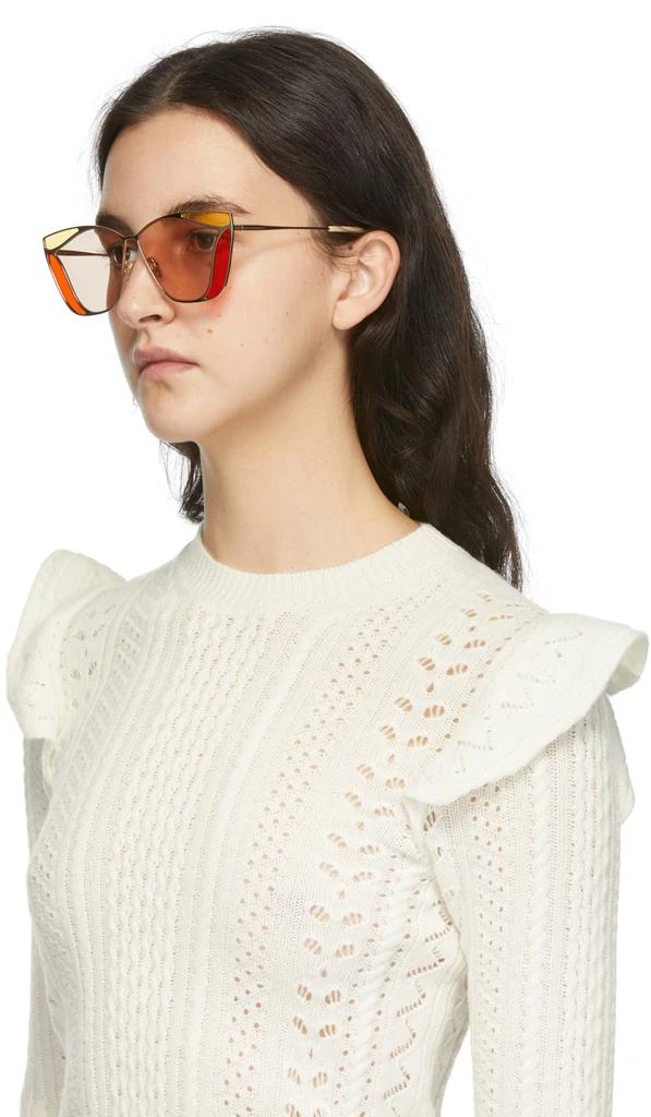 商品Chloé|Gold & Orange Gemma Geometric Tinted Inlays Sunglasses,价格¥3664,第4张图片详细描述