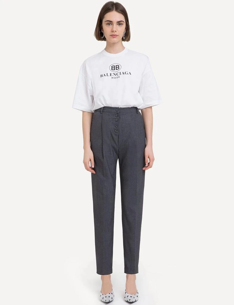 Grey Button Pleated High Waisted Pants 商品