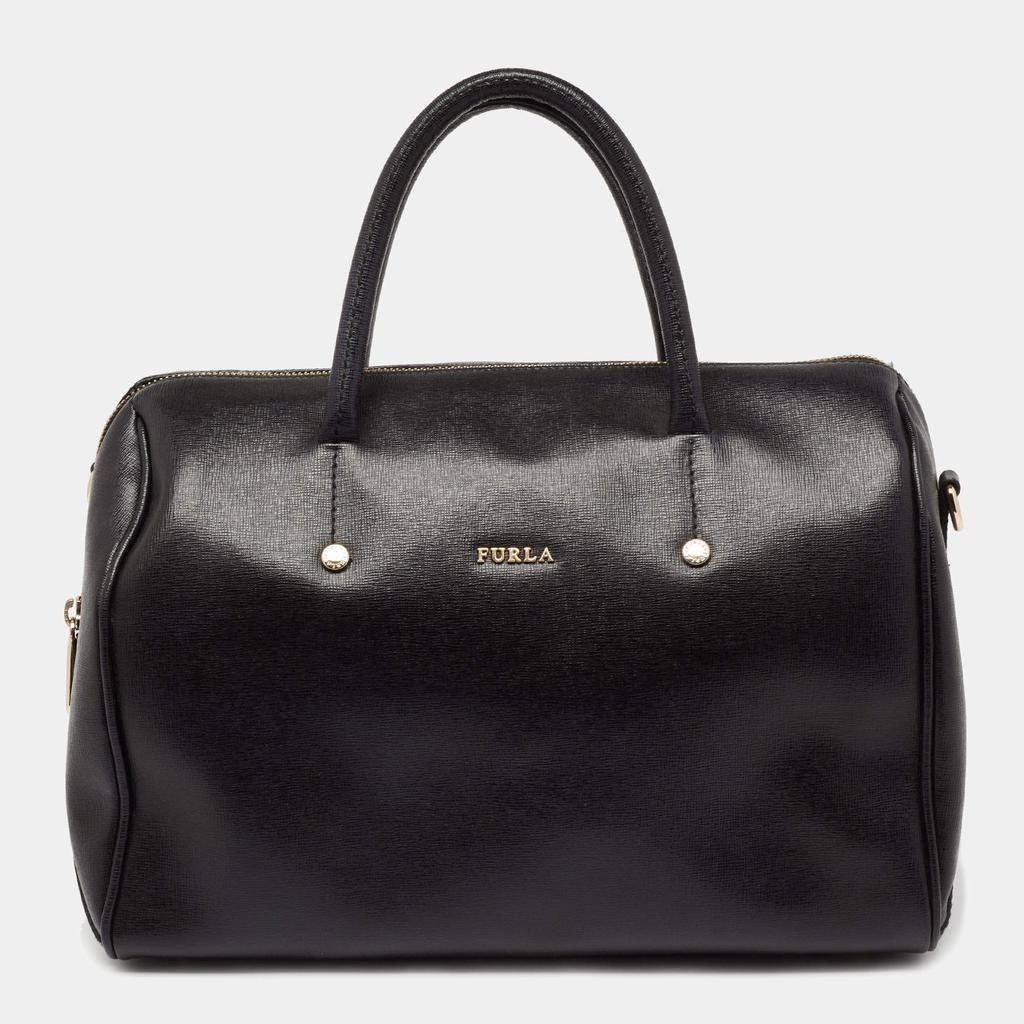 Furla Black Leather Medium Boston Bag商品第1张图片规格展示