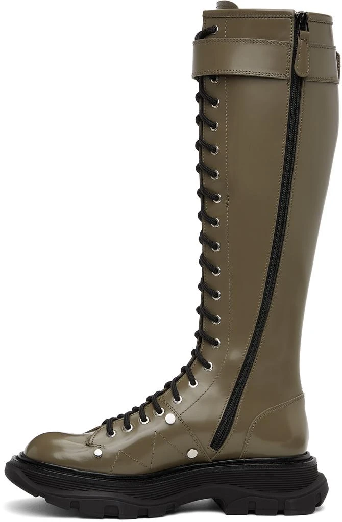 商品Alexander McQueen|Taupe Tread Lace-Up Tall Boots,价格¥5437,第3张图片详细描述