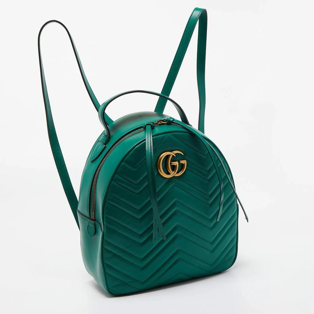 商品[二手商品] Gucci|Gucci Green Matelassé Leather GG Marmont Backpack,价格¥9976,第3张图片详细描述