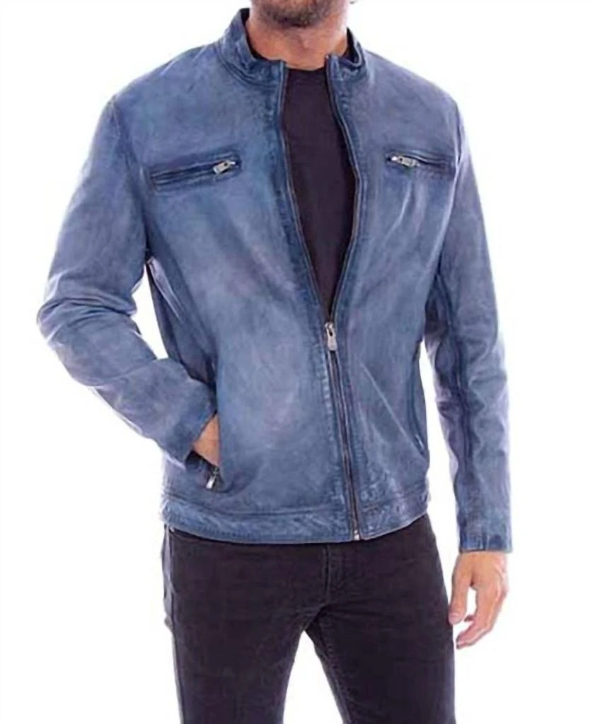 商品Scully|Scully - Men's Slim-fit Denim Soft Leather Jacket,价格¥2238,第1张图片
