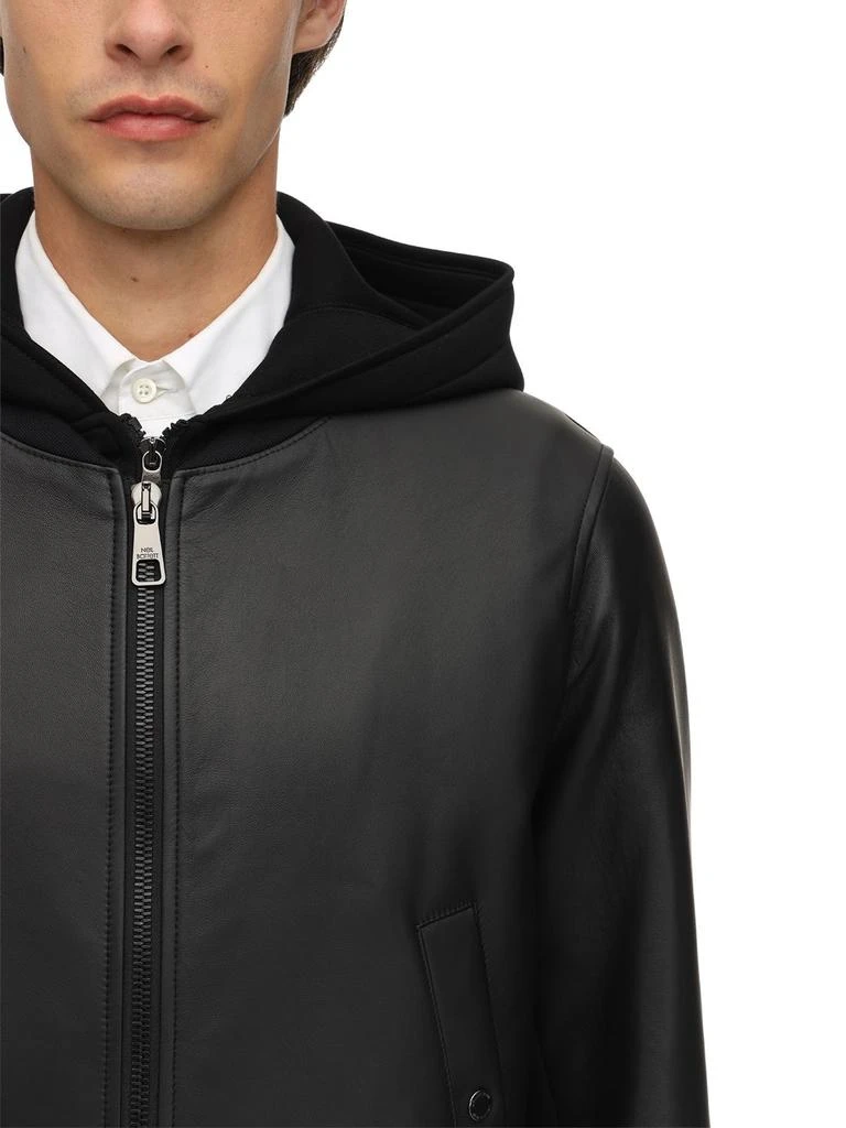 商品Neil Barrett|Hooded Leather Bomber Jacket,价格¥4951,第1张图片详细描述