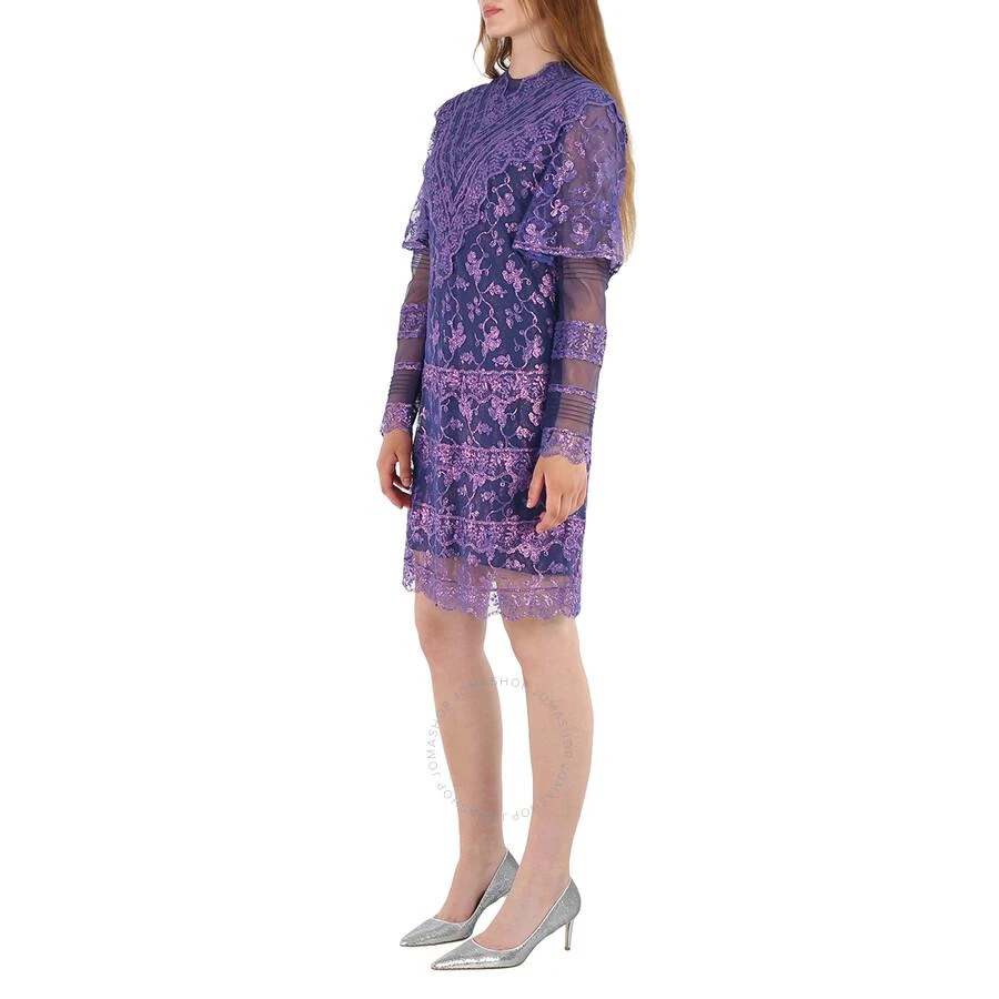 商品Burberry|Laminated Lace Cape Sleeve Dress In Bright Purple,价格¥9540,第3张图片详细描述