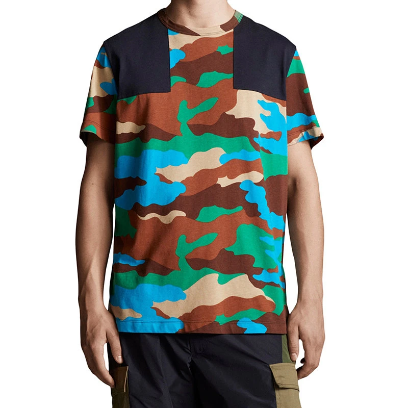 商品Moncler|【预售3-7天】Moncler/蒙克莱 22年秋冬新款 男士蓝色纯棉迷彩短袖T恤H10918C00041899OB778,价格¥2058,第4张图片详细描述