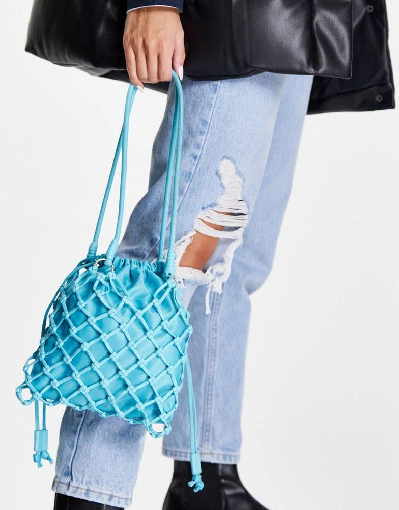 商品Topshop|Topshop satin pu string small shoulder bag in blue,价格¥136,第4张图片详细描述