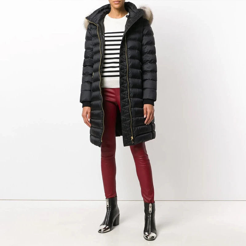 Burberry 博柏利 女士黑色中长款连帽夹克羽绒服 4061057 商品