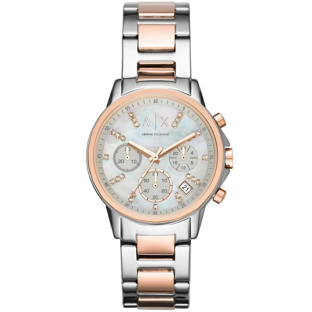 商品Armani Exchange|Women's Chronograph Two-Tone Stainless Steel Watch 36mm,价格¥1543,第1张图片