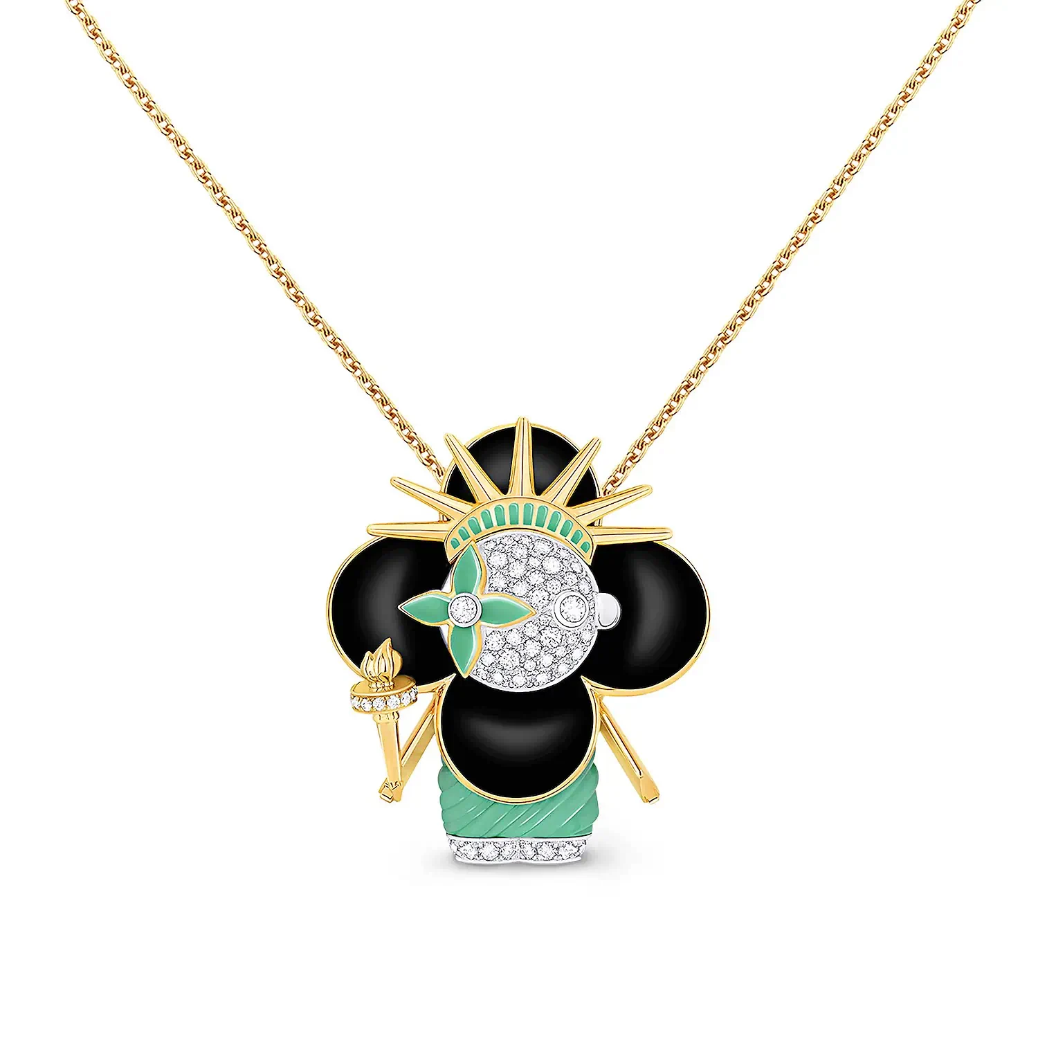 【预售】 LV路易威登 25春夏 女士 吊坠 VIVIENNE STATUE OF LIBERTY 18K 金漆光钻石项链 Q93904  商品