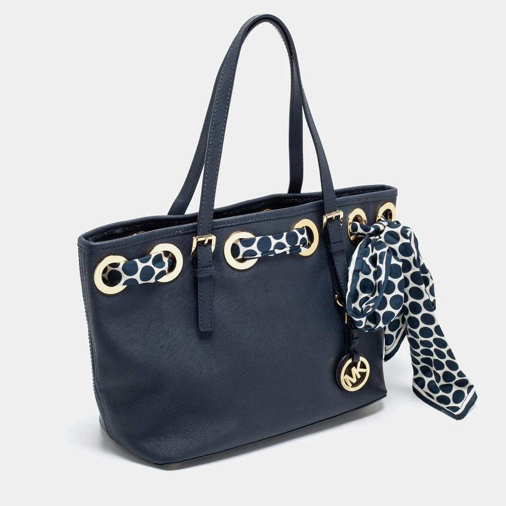 商品[二手商品] Michael Kors|MICHAEL Michael Kors Navy Blue Saffiano Leather Jet Set Scarf Tote,价格¥811,第3张图片详细描述