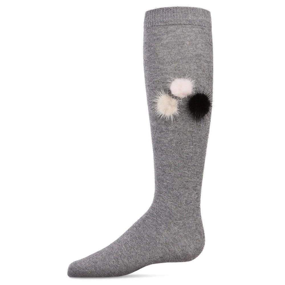 商品Memoi|Girl's Fuzzy and Fun Pom-Pom Cotton Blend Knee Socks,价格¥93,第1张图片