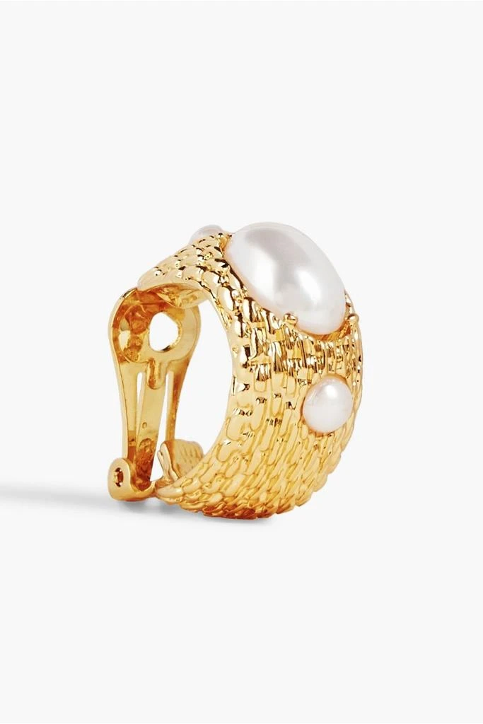 商品Kenneth Jay Lane|Gold-tone faux pearl clip earrings,价格¥172,第3张图片详细描述