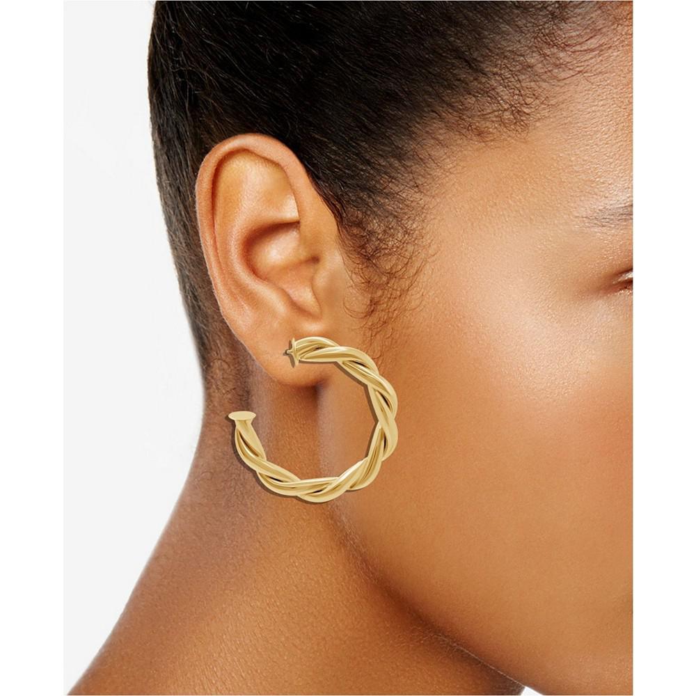 Gold Plated Puff Twist C Hoop Post Earrings商品第2张图片规格展示