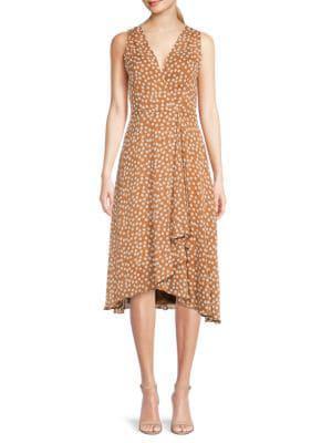 商品Calvin Klein|Polka Dot Wrap Dress,价格¥284,第1张图片
