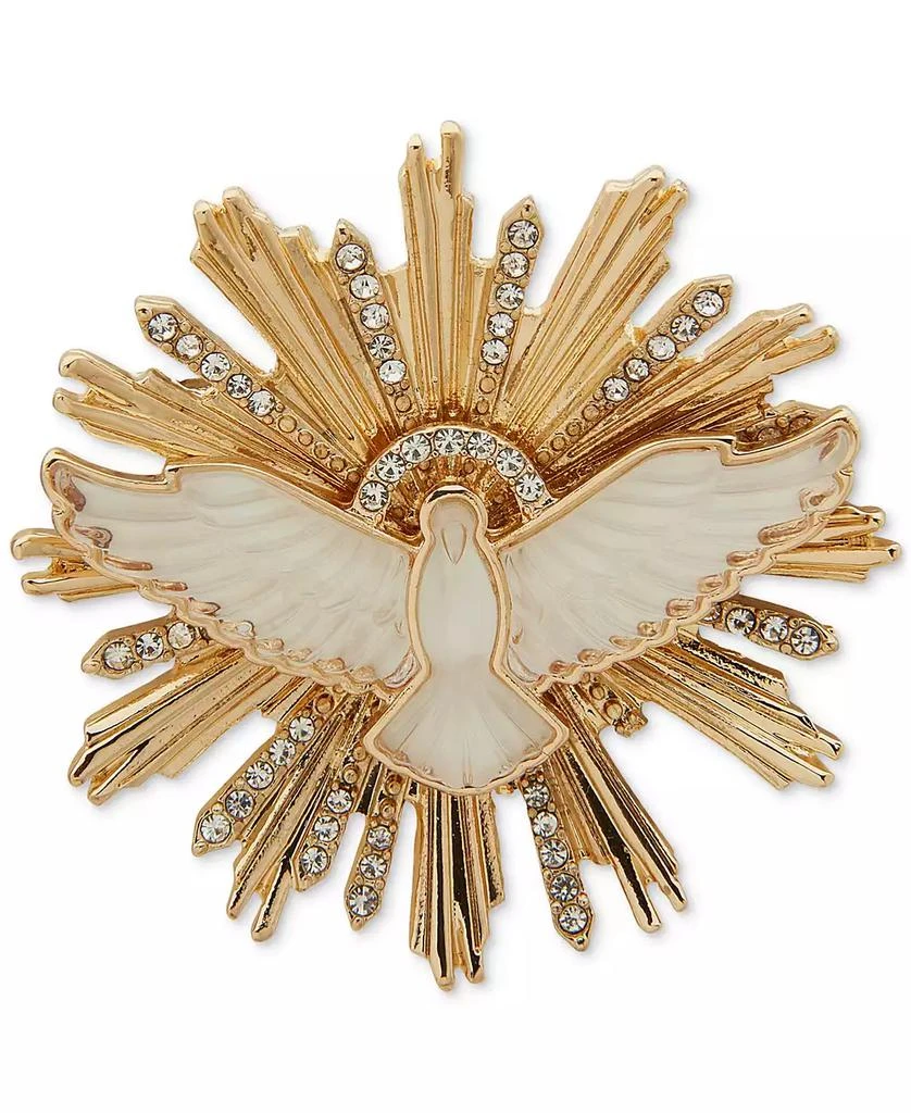 商品Anne Klein|Gold-Tone Mother of Pearl & Crystal Winged Dove Sunray Pin,价格¥127,第1张图片