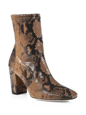 商品Stuart Weitzman|Caressa Python-Embossed Leather Sock Boots,价格¥1381,第2张图片详细描述