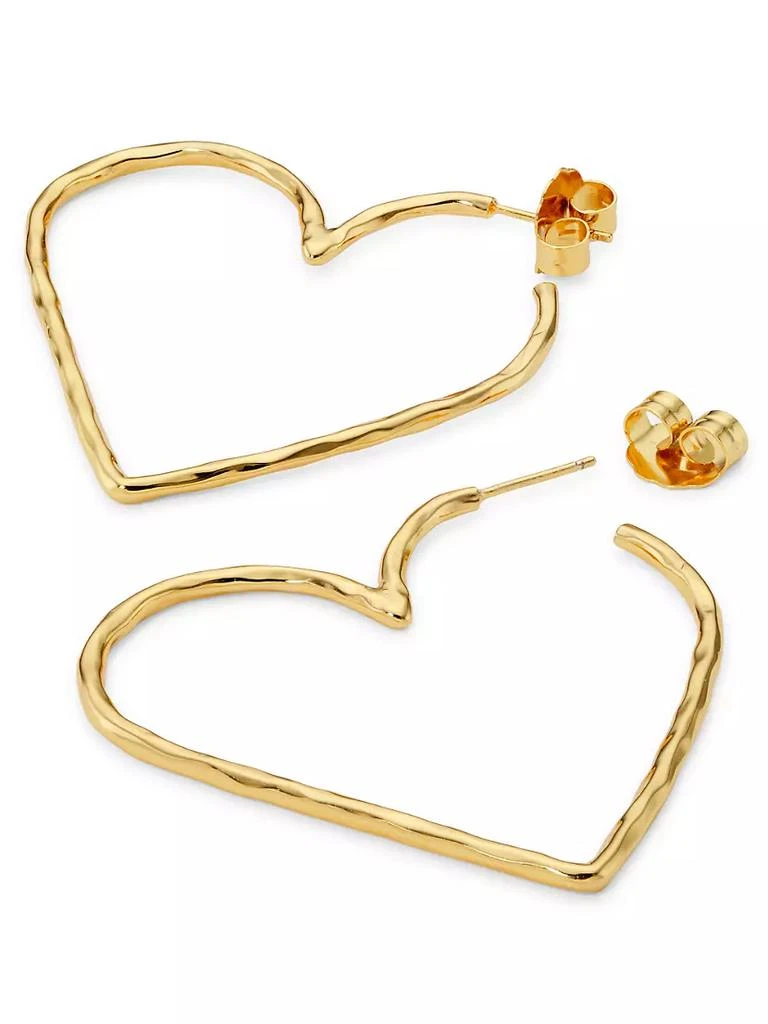 商品NEST Jewelry|22K Gold-Plated Brushed Gold Skinny Heart Hoops,价格¥711,第3张图片详细描述