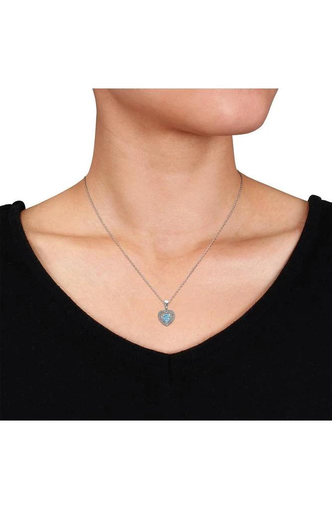 商品DELMAR|Sterling Silver Diamond & Sky Blue Topaz Heart Pendant Necklace,价格¥371,第2张图片详细描述