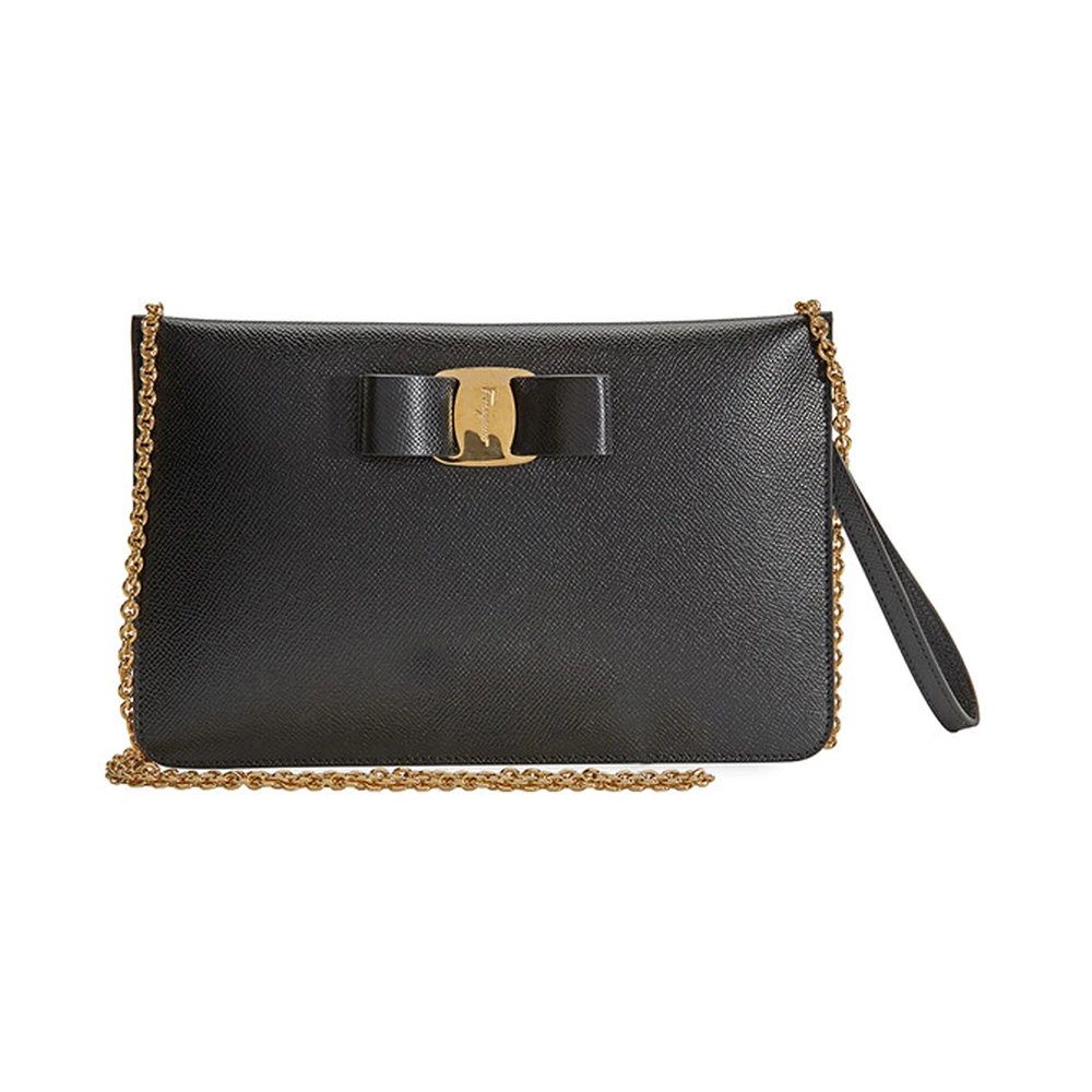商品Salvatore Ferragamo|SALVATORE FERRAGAMO 女士黑色蝴蝶结牛皮迷你单肩包 22-D720-717000,价格¥3599,第1张图片