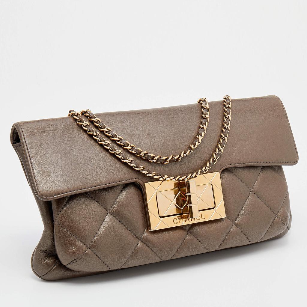 商品[二手商品] Chanel|Chanel Brown Quilted Leather Turn Lock Flap Bag,价格¥12865,第5张图片详细描述