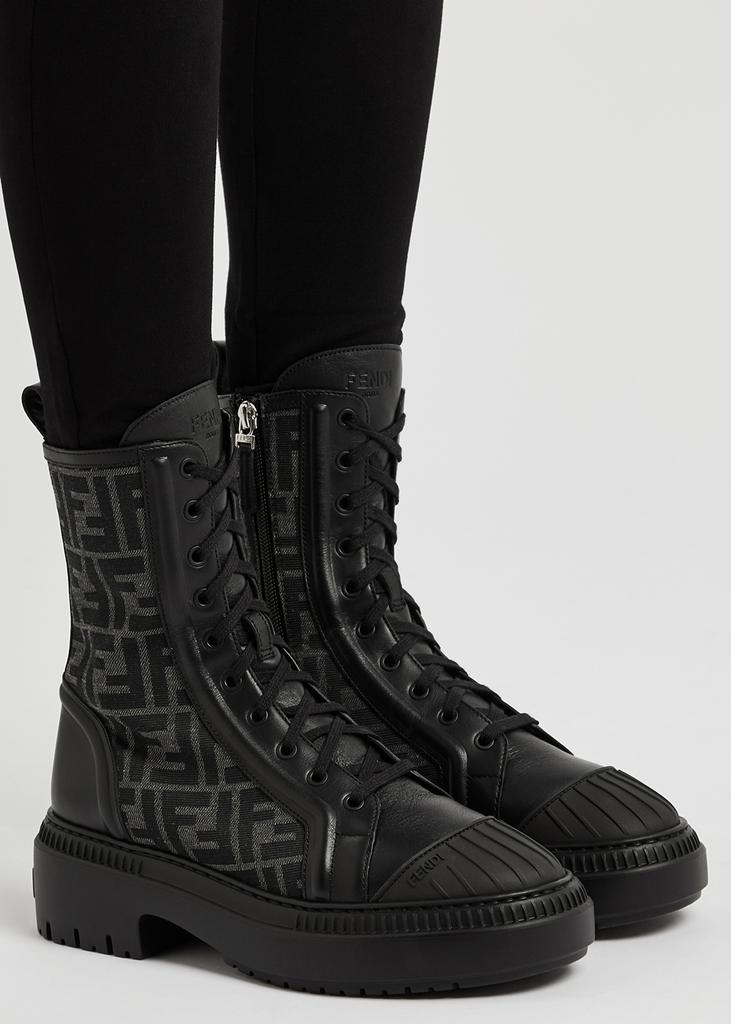 Domino FF-jacquard leather biker boots商品第5张图片规格展示