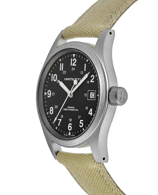 商品Hamilton|Hamilton Khaki Field Mechanical Black Dial Beige Fabric Strap Men's Watch H69439933,价格¥3796,第2张图片详细描述