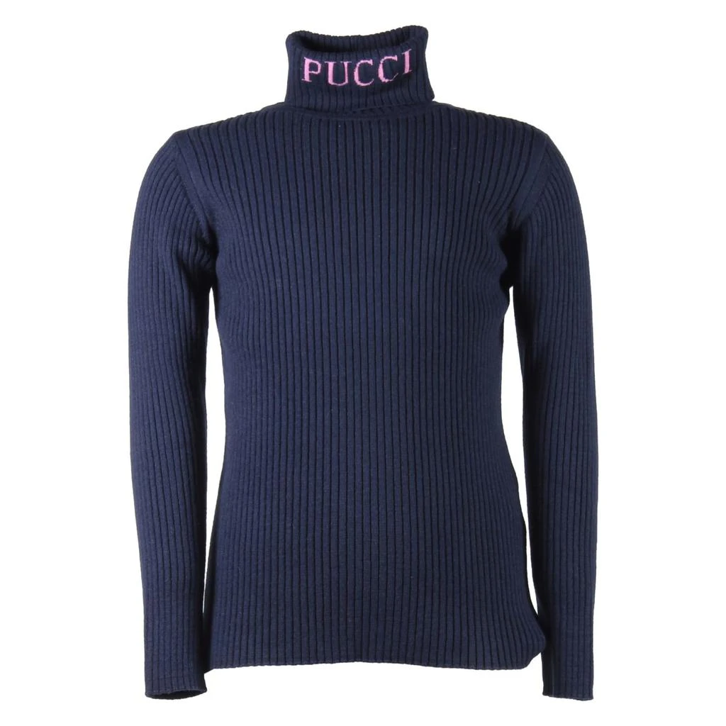 商品EMILIO PUCCI|Emilio Pucci Pullover Blu Navy A Collo Alto Maglia Di Viscosa E Lana,价格¥1056,第1张图片