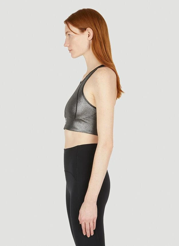 商品Adidas|Logo Print Metallic Crop Top in Black,价格¥489,第3张图片详细描述