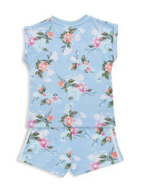 Baby Girl's 2-Piece Floral T-Shirt & Shorts Set商品第2张图片规格展示