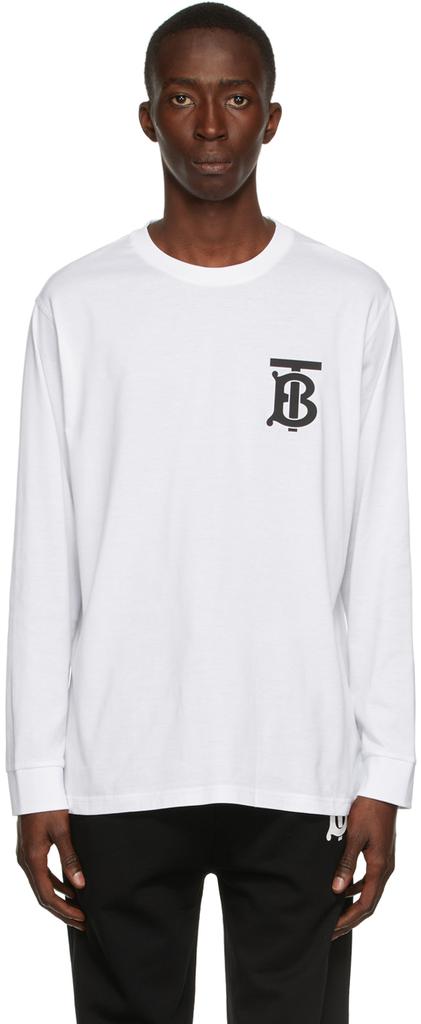 White Monogram Atherton Long Sleeve T-Shirt商品第1张图片规格展示