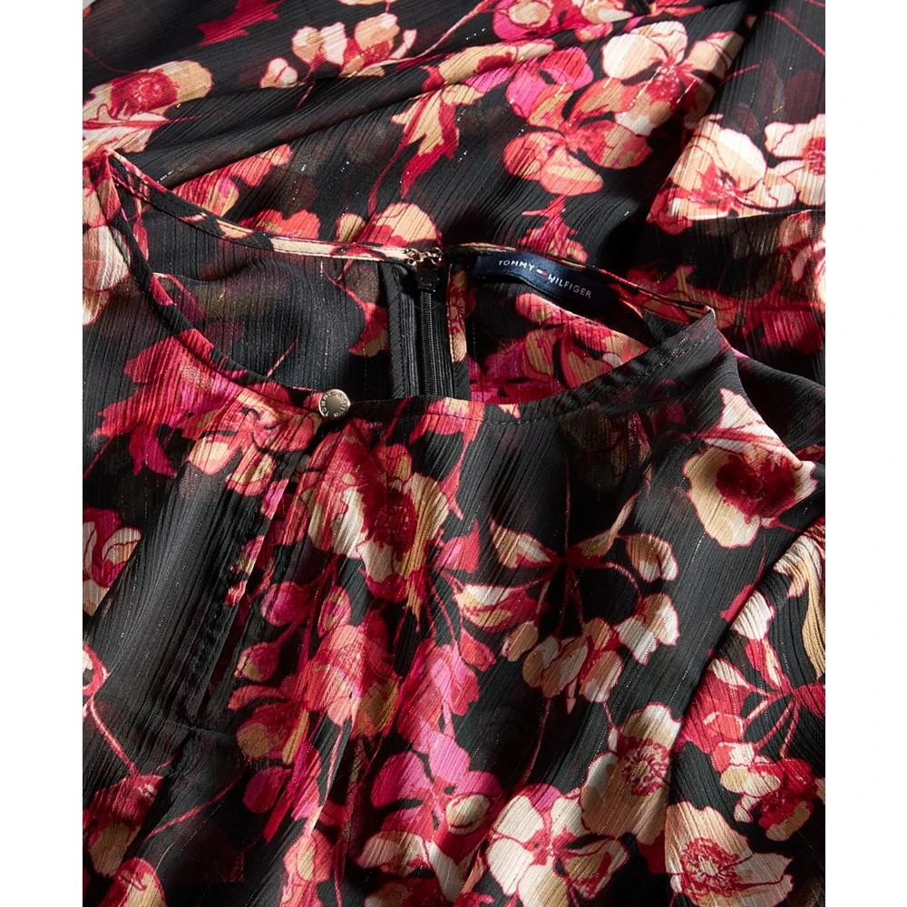 商品Tommy Hilfiger|Women's Long-Sleeved Paper Poppy Printed Chiffon A-Line Dress,价格¥411,第5张图片详细描述