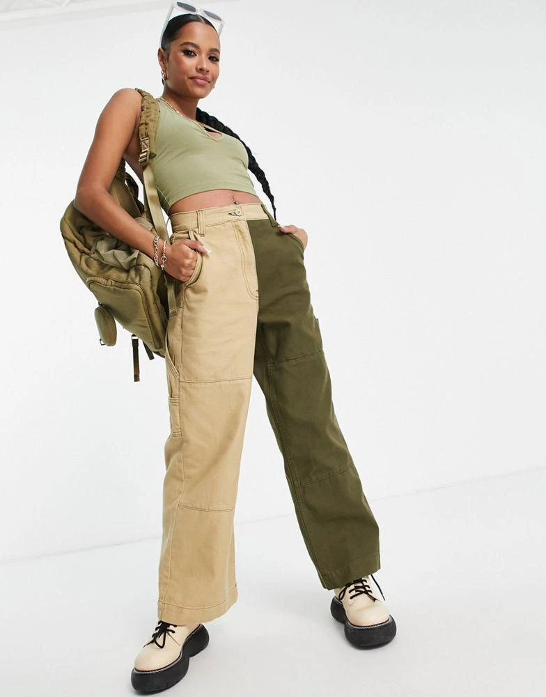 商品Echo Design|ASOS DESIGN Petite halter neck crop top in khaki,价格¥86,第2张图片详细描述