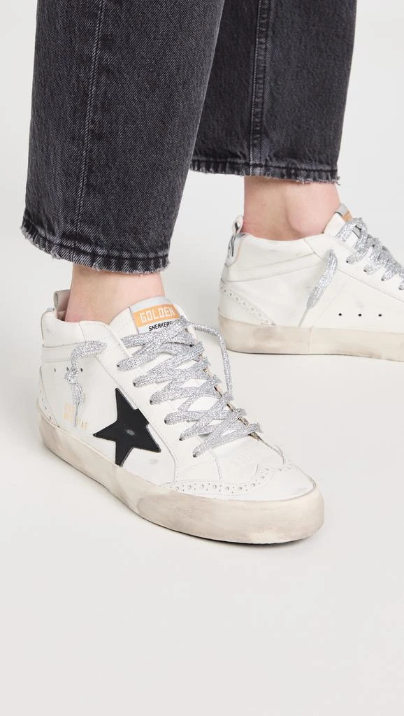 商品Golden Goose|Golden Goose Mid Star 皮革鞋面星星和波纹形运动鞋,价格¥4418,第3张图片详细描述