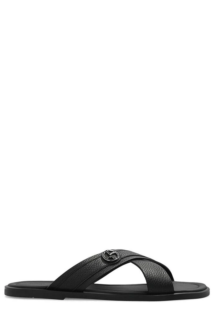 商品Giorgio Armani|Giorgio Armani Logo Plaque Crossover Strapped Sandals,价格¥3035,第1张图片