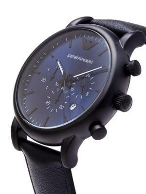 商品Emporio Armani|46MM Stainless Steel & Leather Strap Chronograph Watch,价格¥1194,第5张图片详细描述