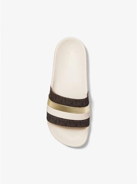 商品Michael Kors|Brandy Metallic Striped Logo Slide Sandal,价格¥368,第3张图片详细描述