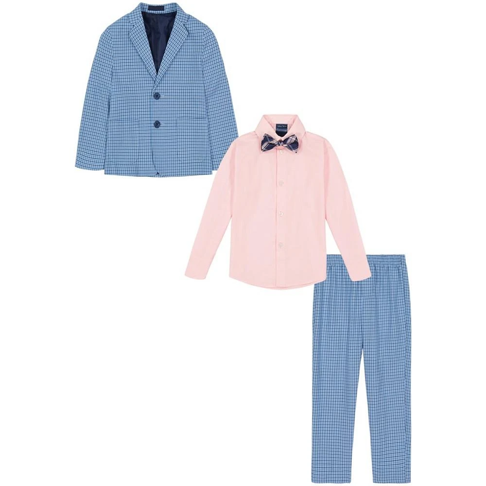 商品Nautica|Little Boys Blue Hounds Tooth Suit, 4-Piece Set,价格¥184,第2张图片详细描述